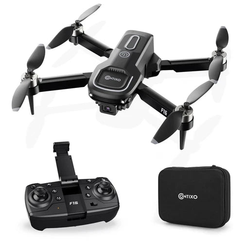 Black FPV quadcopter drone with 2.4G remote controller and carrying case