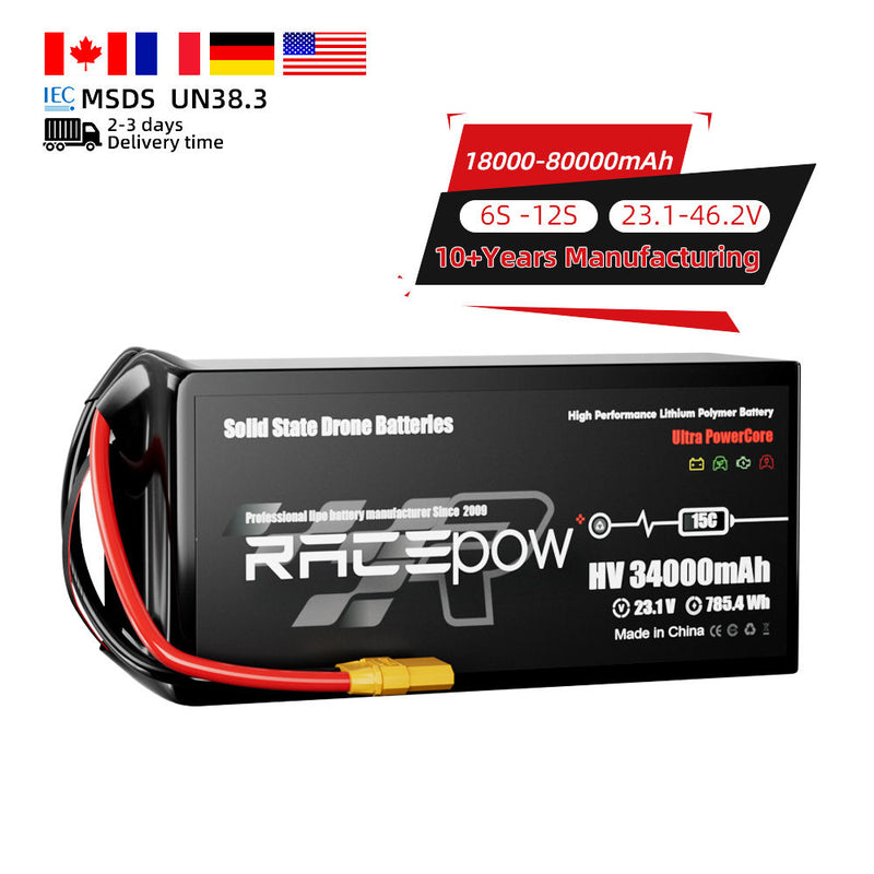 Racepow 308wh/kg 6S Solid State Battery Drone UAV LIPO Battery Manufacturer for Drone UAV Fixed-wind Vtol Multirotor Drone