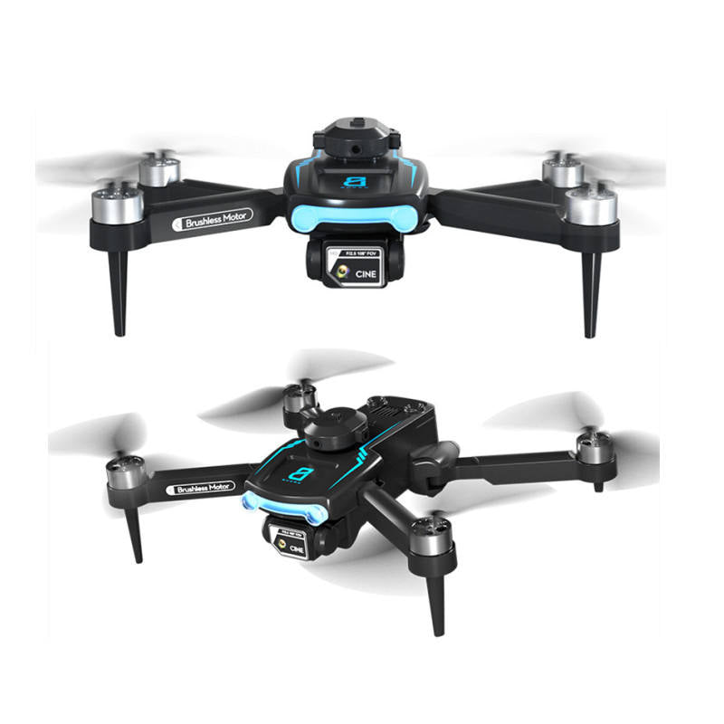 Foldable mini quadcopter drone with camera module and four propellers