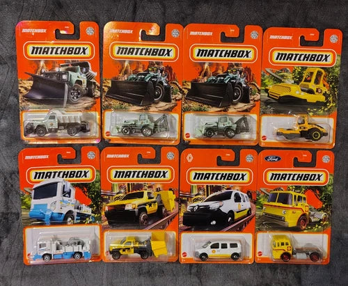 Matchbox heavy-duty diecast vehicle lot of 8, 1:64 scale, in blister boxes