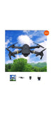 Foldable quadcopter drone with front camera, black frame, four propellers