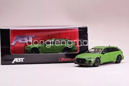 Green RS6-R ABT wagon diecast model car, 1:64 scale, with display box