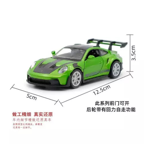 Porsche 911 GT3 RS diecast model car, green with black details