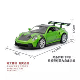 Porsche 911 GT3 RS diecast model car, green with black details