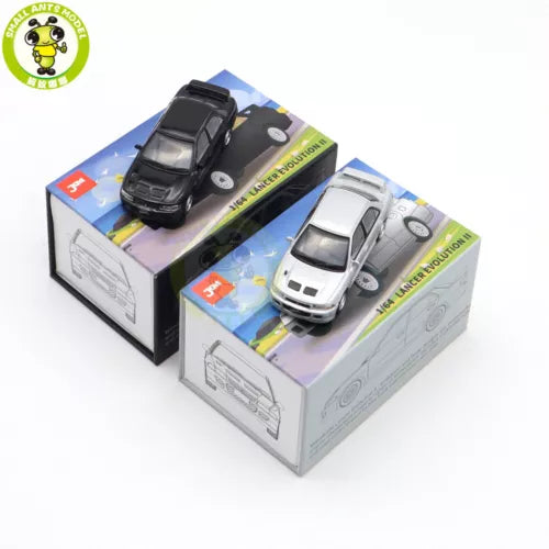 1/64 Mitsubishi Lancer Evolution diecast model toy car, black and white in boxes