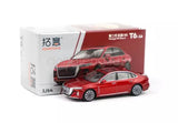 Red 1:64 diecast sedan model toy car with front grille and headlights