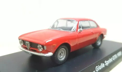 Red diecast Alfa Romeo Giulia Sprint GTA 1600 model car, front-left view