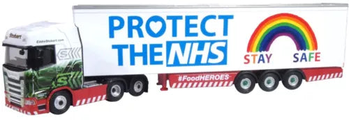 OO gauge Scania S-series NHS protection trailer, red/white with large text
