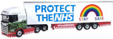 OO gauge Scania S-series NHS protection trailer, red/white with large text