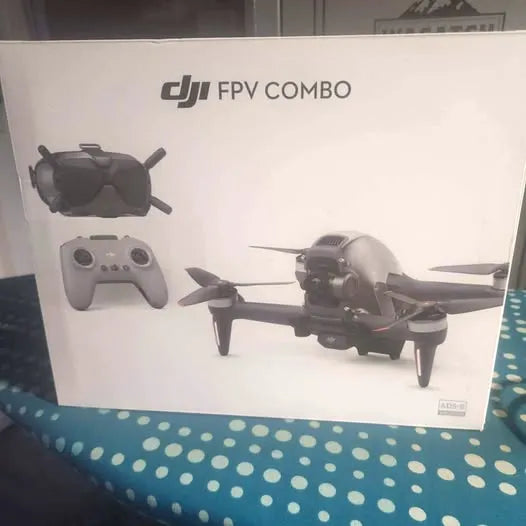 DJI FPV Combo drone and remote controller shown in retail box