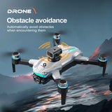 RC quadcopter drone with four propellers and front camera housing