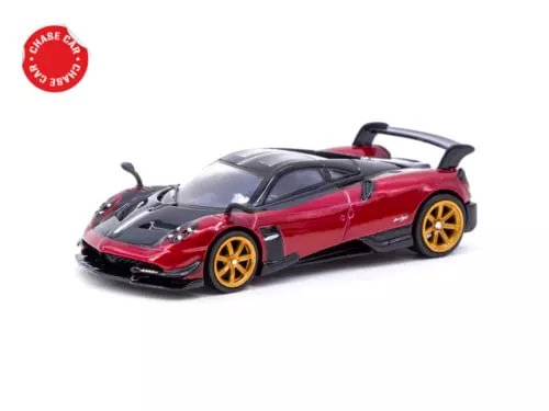 Rosso red and silver 1:64 diecast sports car model with rear spoiler and gold wheels