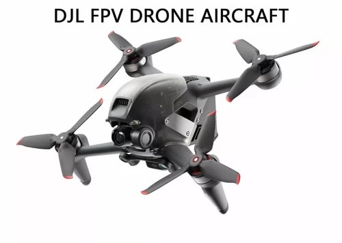 DJI FPV drone with four propellers, gray body and visible camera module