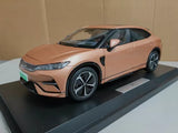 1:18 scale BYD Song L 2024 orange diecast car model, front 3/4 view