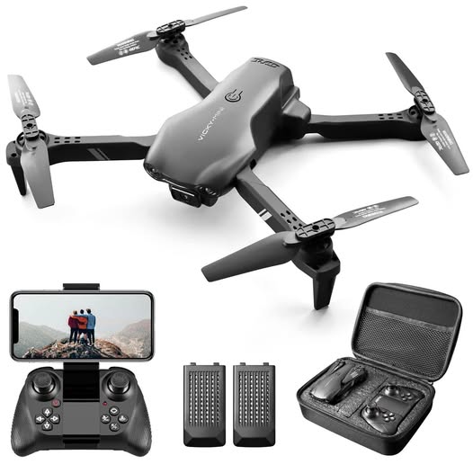 Exton PA drone with four blades, handheld controller, spare batteries, and case
