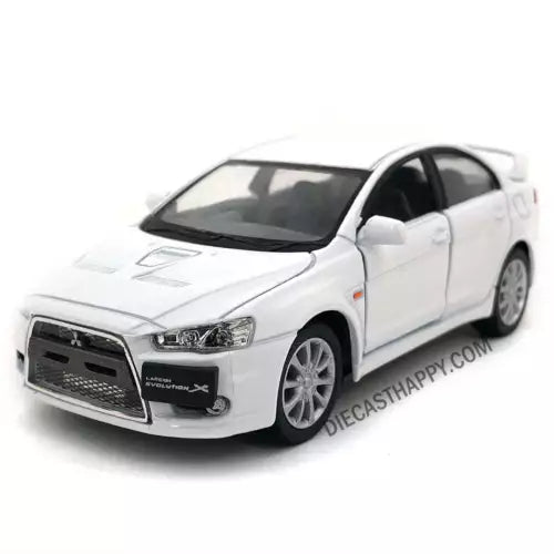 White 1:36 diecast model car with front three-quarter view and detailed grille
