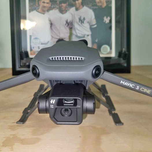 DJI Mavic 3 Cine drone, front view with camera gimbal and propellers