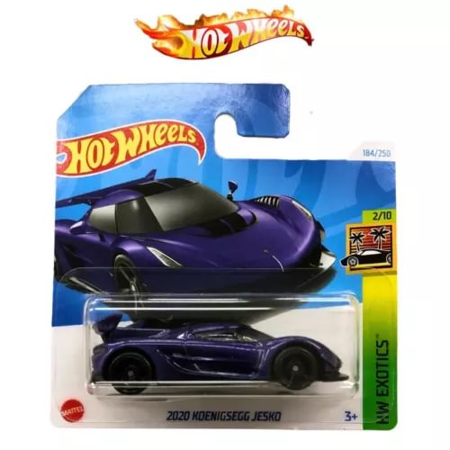Hot Wheels 2020 Koenigsegg Jesko diecast car on short card, purple