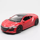Red Honda NSX 2015 diecast pull-back toy car, front three-quarter view