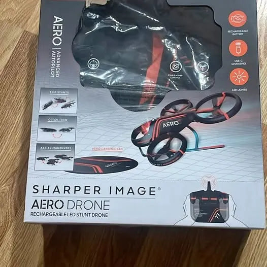 Aero drone box with rechargeable LED stunt drone and remote control