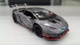 Lamborghini Huracan 1:36 diecast toy car, grey-silver, front-left view