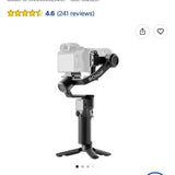 Camera gimbal stabilizer with handheld grip and tripod base, gray and black