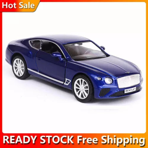 1:36 Bentley Continental GT blue pull-back diecast model car with silver wheels