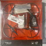 DJI Tello mini quadcopter drone with four propellers, shown in retail packaging