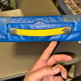 Diecast car display case insert with yellow car compartment and metal ends