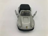 Porsche 911 SC diecast model car, silver front view with black roof and bumper