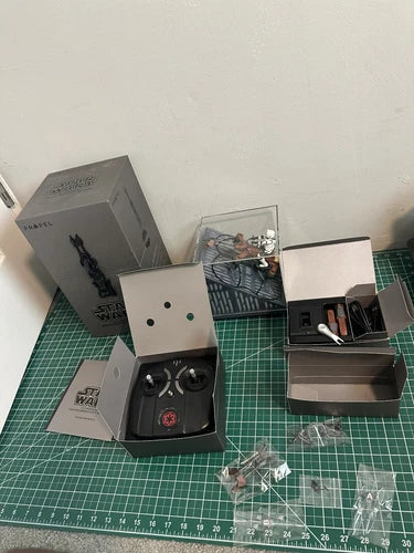 Collector drone kit with open box and molded insert, small parts included