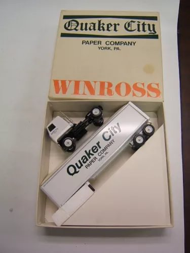 Quaker City Paper Company diecast Mack cab truck in box, black with Quaker City logo