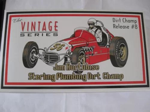 Jim Hurtubise Sterling Plumbing Dirt Champ diecast race car in red on box