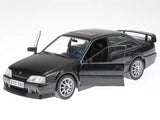 Black diecast model car, 1:24 scale, Opel Omega sedan with open door