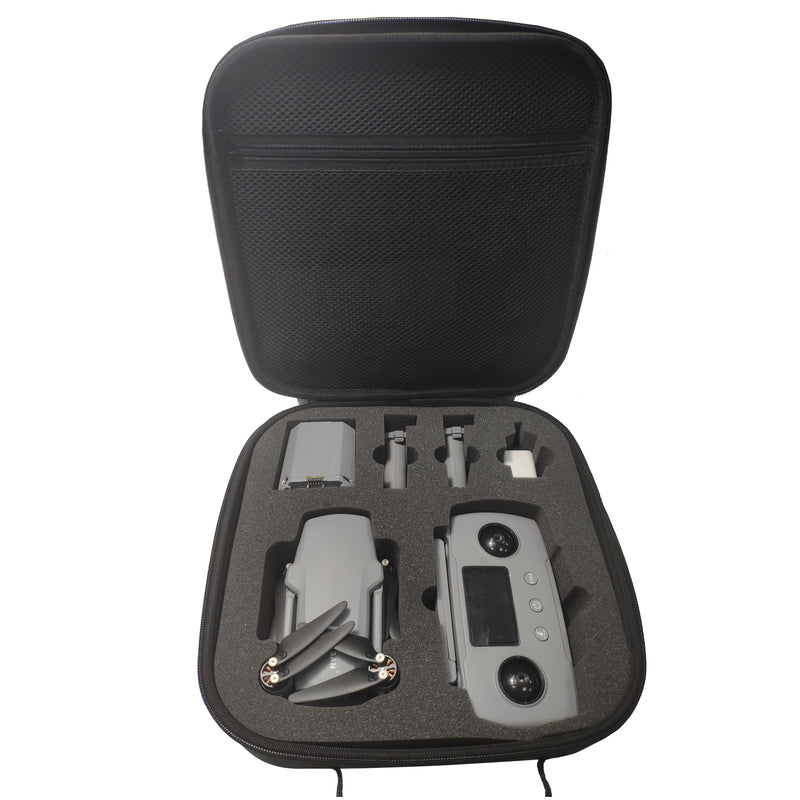 Hard EVA drone storage case with foam insert, open for drone controller and parts