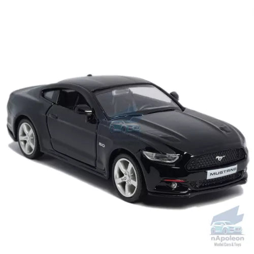 1/36 Ford Mustang GT alloy diecast model car, black, front 3/4 view