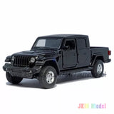 Black Jeep pickup diecast model car with open cab and front grille detail