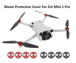 Aluminum motor cover caps set for DJI Mini 3 Pro drone, red and black round protectors