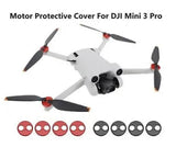Aluminum motor cover caps set for DJI Mini 3 Pro drone, red and black round protectors