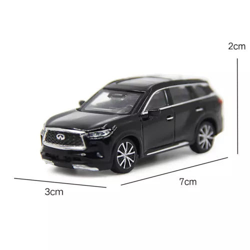 Black Infiniti QX60 2022 diecast toy car model, front 3/4 view