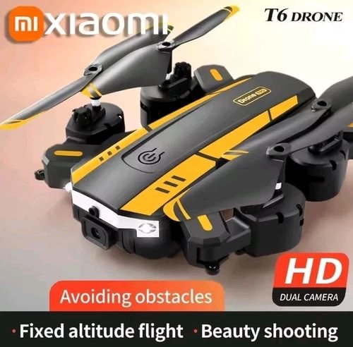 Xiaomi T6 drone with HD dual camera, gray and yellow body, front camera module