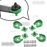 Green drone motor protector mount set with landing gear, brackets, and mounting screws