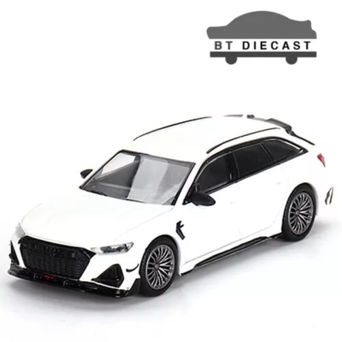 Glacier white metallic diecast model car with detailed front grille and silver wheels