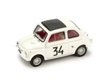 White diecast race car with black roof, side windows, and number 34 on the door