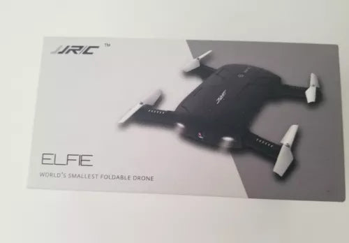 Foldable mini quadcopter drone, black with four propellers