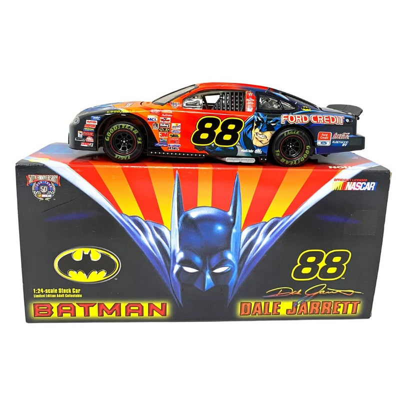 Batman-themed NASCAR #88 diecast car in 1:24 scale display box