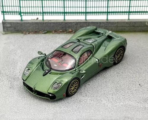Green racing sports diecast metal car model with open hood