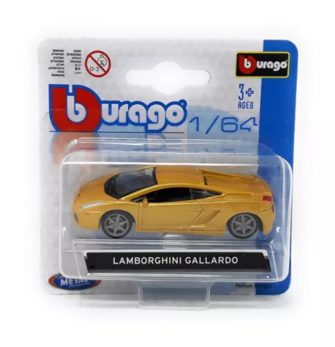 Gold Lamborghini Gallardo diecast car model in clear blister pack
