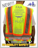 LICENSED COMMERCIAL DRONE PILOT HI-VISIBILITY VEST FULL REFLECTIVE DESIGN Drone