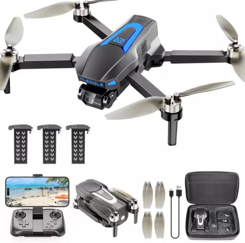 Quadcopter drone with camera, controller and extra propellers in a set